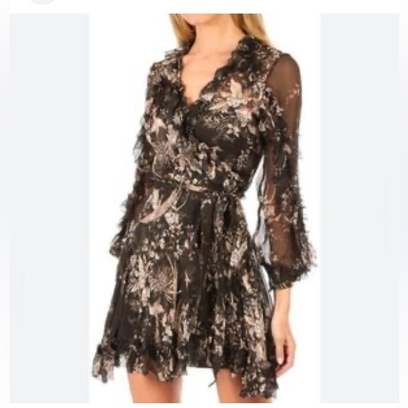 Zimmerman Maples Feathery Wrap Dress size 0 100% Silk - Picture 3 of 9